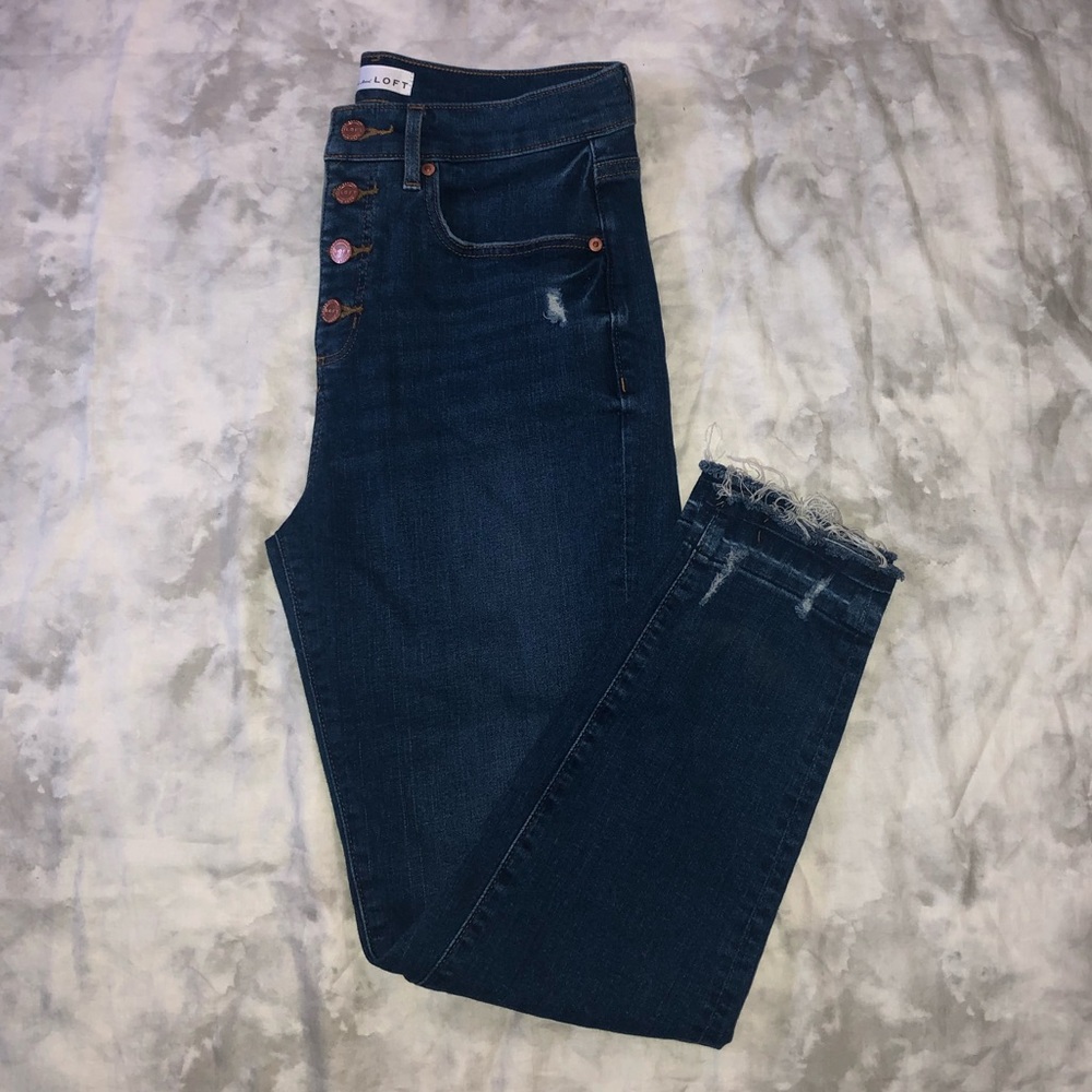 Loft High Waist Button Fly Skinny Crop